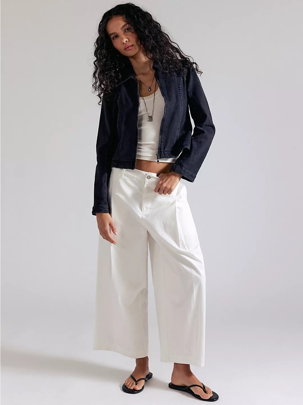 NWT We The Free Zip-Up Denim Jacket in washed back